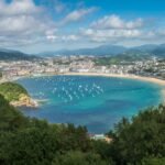 Aerial view of San Sebastian, Donostia, Spain on a beautiful summer day