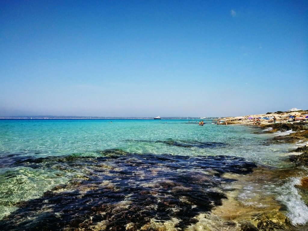 Beautiful shot from the beach in Formentera, Spain