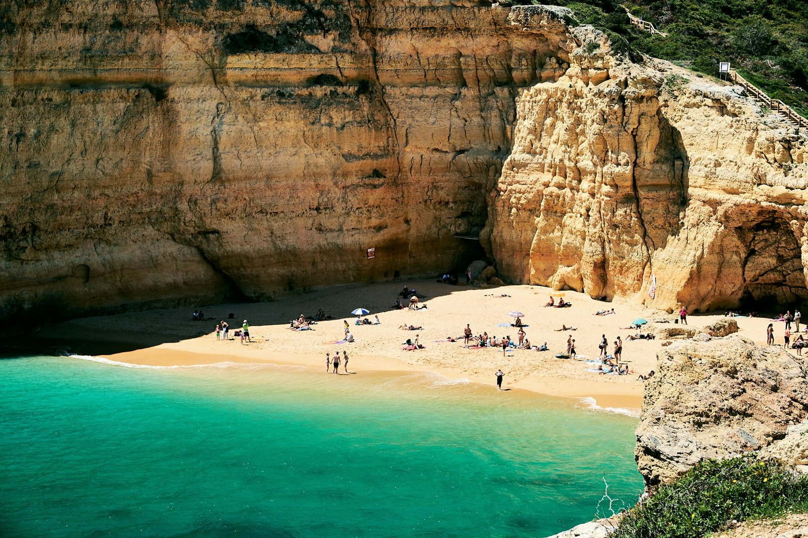 Beautiful shot of a white sand beach in Algarve, Portugal