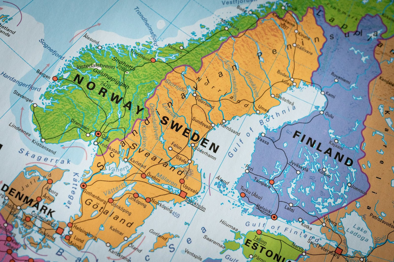 map of Norway and Sweden